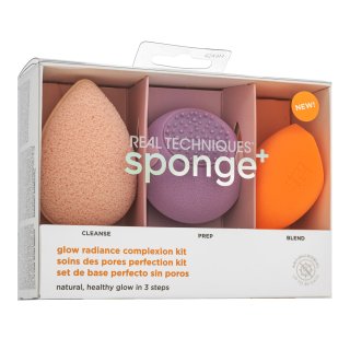 Real Techniques Sponge+ Glow Radiance Complexion Kit 3pcs nastavite za enotno in sijočo polt