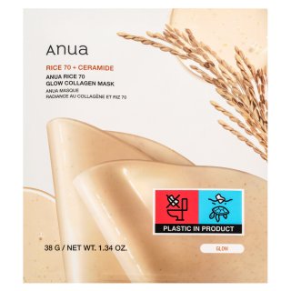 Anua Rice 70 + Ceramide osvežilna gelska maska Glow Collagen Mask 4 x 38 g