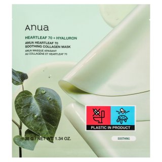 Anua Heartleaf 70 + Hyaluron pomirjujoča in osvežilna maska Soothing Collagen Mask 4 x 38 g